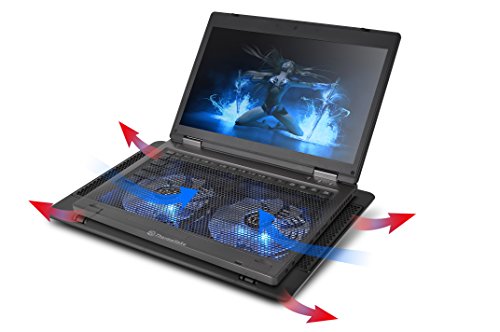 Thermaltake Massive 14 Steel Mesh Panel Dual 140mm Blue LED Fan Adjustable Speed Control 10"-17" Laptop Notebook Cooling Pad CL-N001-PL14BU-A,Black - style: 2 Fans