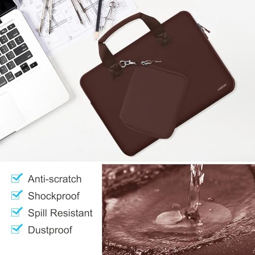 Hseok Laptop Sleeve 13.3-14 inch Case with Small Pouch, Neoprene Computer Bag Compatible with MacBook Neo/Pro 14 M5/M4/M3/M2/M1, Mac Air/Pro 13.3, XPS 14 and Most 13-14 inch Notebooks,Coffee - color: Coffee, size: 13"-14"