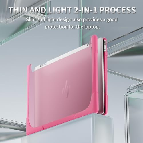 Heavy Duty Case for 14" HP Envy X360 2-in-1 2K Touch-Screen Laptop 2024 Release Shockproof Hard Shell Matte Translucent Anti-Fingerprint Protective Cover with TPU-Covered Edge (Pink) - color: Pink