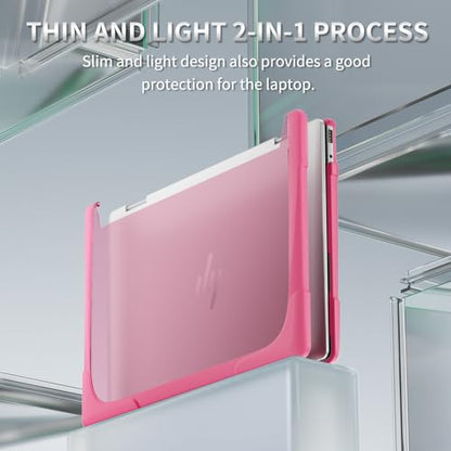 Heavy Duty Case for 14" HP Envy X360 2-in-1 2K Touch-Screen Laptop 2024 Release Shockproof Hard Shell Matte Translucent Anti-Fingerprint Protective Cover with TPU-Covered Edge (Pink) - color: Pink