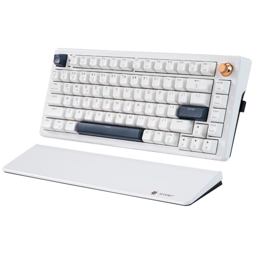 Hexgears 75% Wireless Mechanical Keyboard with Knob, Hot Swappable Creamy Keyboard with Wrist Rest, Pre-lubed Linear Switches, 2.4GHz/Type-C/BT5.0, RGB Backlit Gaming Keyboards for Win/Mac (White) - color: White-82keys, size: Linear