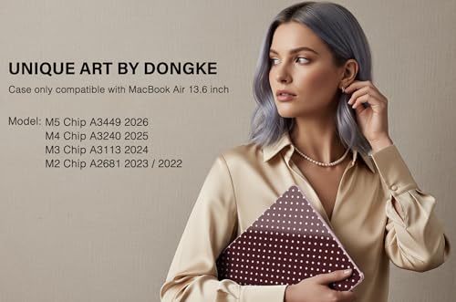 for MacBook Air 13 Inch (13.6 Inch) Case, M5/M4/M3/M2 Chip 2026 2025 2024 2023 2022, Hard Plastic Printed Cover with Screen Protector & Keyboard Cover & Dust Plugs, Burgundy Polka Dots - color: Burgundy Polka Dots