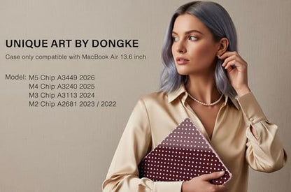 for MacBook Air 13 Inch (13.6 Inch) Case, M5/M4/M3/M2 Chip 2026 2025 2024 2023 2022, Hard Plastic Printed Cover with Screen Protector & Keyboard Cover & Dust Plugs, Burgundy Polka Dots - color: Burgundy Polka Dots