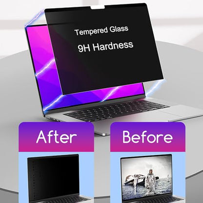 15.6" Privacy Screen Protector | 9H Tempered Glass with Anti-Blue Light & Anti-Glare | Universal Fit for HP, Dell, ASUS, Samsung, Lenovo, Acer, MSI 16:9 Laptops (Wide-Angle Privacy + Eye Comfort) - size: Privacy Glass-15.6 Inch 16:9