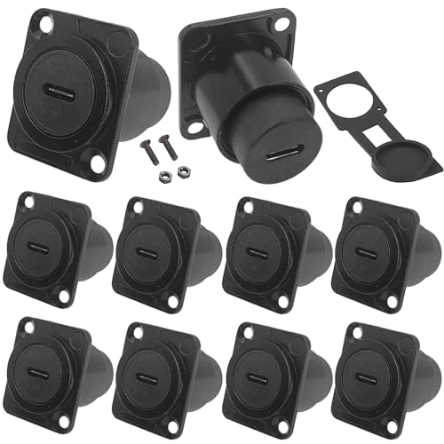 PENGLIN 10PCS USB 3.1 Type C Pass Through Extension Converter Connector | D-Type Panel Mount,5Gbps Data Transfer,Fast Charging,Solder-Free Quick Assembly - color: Black, size: 10PCS(D-TYPE)