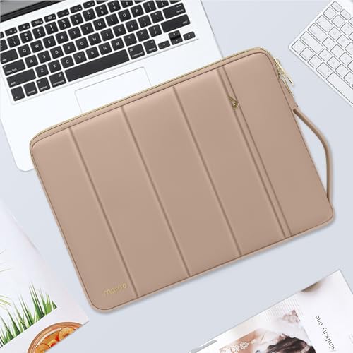 MOSISO 13-14 inch Laptop Case, 13.3 inch Puffy Laptop Sleeve Compatible with MacBook Air 13.6 M5 M4 M3 M2 M1/Neo/Pro 13/14,HP Dell ASUS Lenovo, Rectangle Vertical Bag with Small Case&Side Handle,Brown - color: Brown
