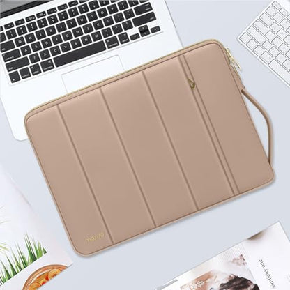 MOSISO 13-14 inch Laptop Case, 13.3 inch Puffy Laptop Sleeve Compatible with MacBook Air 13.6 M5 M4 M3 M2 M1/Neo/Pro 13/14,HP Dell ASUS Lenovo, Rectangle Vertical Bag with Small Case&Side Handle,Brown - color: Brown