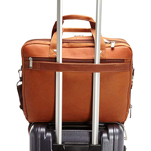 Kenneth Cole REACTION ‘Out of the Bag' Manhattan Colombian Leather 15.6" Laptop Briefcase Travel Business Case Bag - color: Cognac
