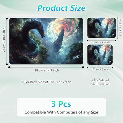 Laptop Skin Sticker Decal 12"-15.6" Universal Laptop/Notebook/Netbook Vinyl - Waterproof Scratch Resistant,Fits HP Dell Lenovo MacBook,2 Free Wrist Pads,Easy Apply & Remove,Dragon Forest - color: Dragon Forest