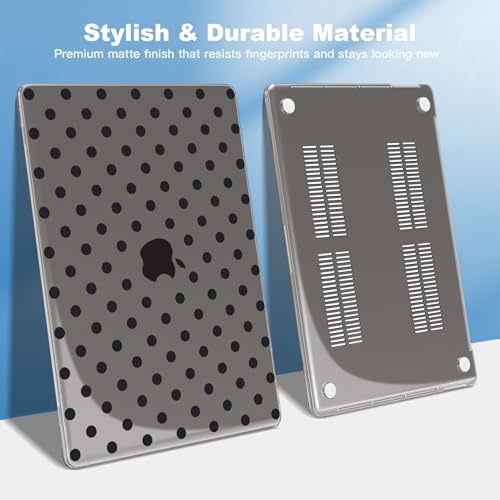 Teryeefi Printing Case for MacBook Pro 13 inch M2 M1 Chip (2022 2020 2019 2018 2017 2016) A2338 A2251 A2289 A2159 A1989 A1708 A1706, Hard Shell & Keyboard Cover & Screen Protector, Grey Polka Dots - color: Grey Polka Dots
