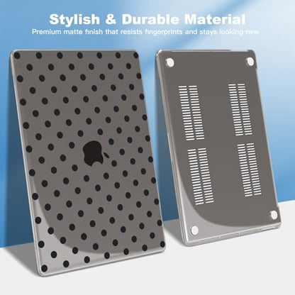 Teryeefi Printing Case for MacBook Pro 13 inch M2 M1 Chip (2022 2020 2019 2018 2017 2016) A2338 A2251 A2289 A2159 A1989 A1708 A1706, Hard Shell & Keyboard Cover & Screen Protector, Grey Polka Dots - color: Grey Polka Dots