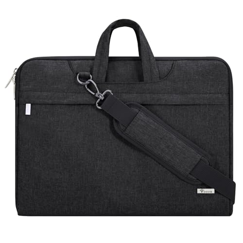 Voova Laptop Case 13 14 15 16 17 Inch with Shoulder Strap, Waterproof Laptop Bag Sleeve Slim Briefcase - color: Black, size: 13-14 inch
