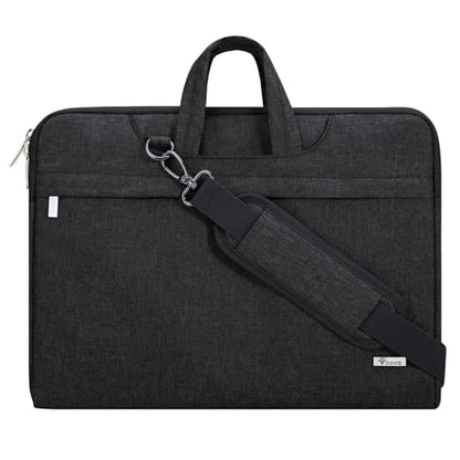 Voova Laptop Case 13 14 15 16 17 Inch with Shoulder Strap, Waterproof Laptop Bag Sleeve Slim Briefcase - color: Black, size: 13-14 inch