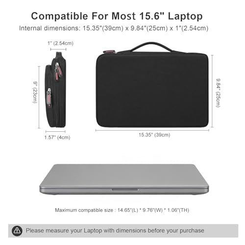 15.6 Inch Laptop Sleeve Carrying Case with Large Accessory Pocket | Protective Laptop bag for 15-15.6 inch Dell, acer, HP, Lenovo, ASUS Notebook Ultrabook, Water Resistant for Travel, Black