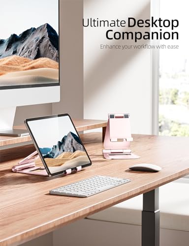 Nulaxy Dual Adjustable Foldable iPad Stand, Full Aluminum, Rose Gold | Desktop Tablet Holder, Tablet Accessories for Office Kindle Compatible with All Mobile Devices, Ipads and Phones - color: C-Rose Gold