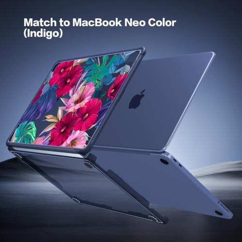 Teryeefi Anti-Crack Case Cover for MacBook Neo 13 inch 2026 Release A3404 | flexible TPU/shockproof/ ultra thin /lightweight/ anti fingerprint / with keyboard cover screen protector/Tropical Flower - color: Tropical Flower & Leaf