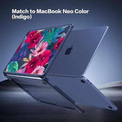 Teryeefi Anti-Crack Case Cover for MacBook Neo 13 inch 2026 Release A3404 | flexible TPU/shockproof/ ultra thin /lightweight/ anti fingerprint / with keyboard cover screen protector/Tropical Flower - color: Tropical Flower & Leaf
