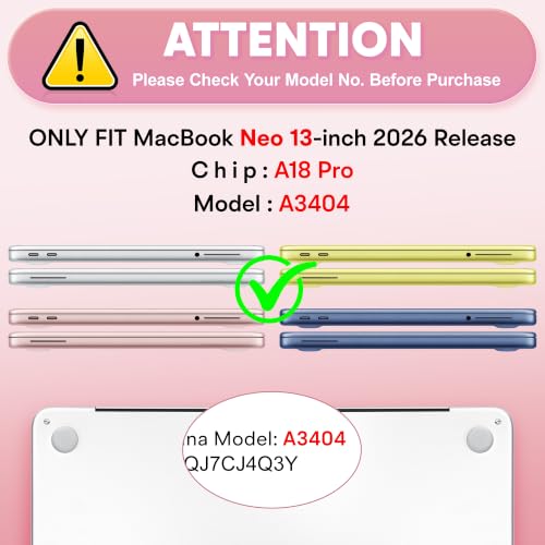 Compatible with MacBook Neo 13 inch (2026 Release A3404) (A18 Pro) with Liquid Retina Display, Printed Slim Protective Case with Screen Protector & Keybaord Cover, Pink Ribbon Bow - color: pink ribbon bow