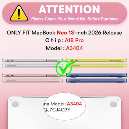 Compatible with MacBook Neo 13 inch (2026 Release A3404) (A18 Pro) with Liquid Retina Display, Printed Slim Protective Case with Screen Protector & Keybaord Cover, Pink Ribbon Bow - color: pink ribbon bow