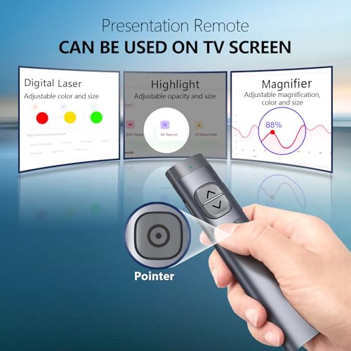 N97s Presentation Clicker for Powerpoint Presentations with Digital Pointer | Red Laser, Metal Housing, Magnifier/Highlight/Mouse Left Click, TV Screen & Projector Clicker, Built-in Storage Receiver - color: Red - BLE&USB-A