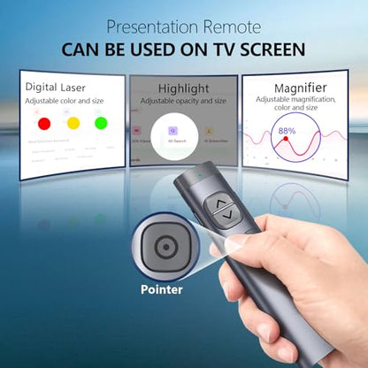 N97s Presentation Clicker for Powerpoint Presentations with Digital Pointer | Red Laser, Metal Housing, Magnifier/Highlight/Mouse Left Click, TV Screen & Projector Clicker, Built-in Storage Receiver - color: Red - BLE&USB-A