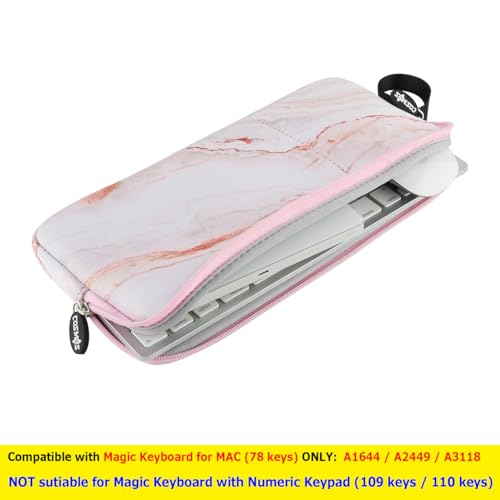 Neoprene Carrying Keyboard Sleeve Case Bag Protection Pouch Compatible with Magic Keyboard 1 & 2, Wireless Keyboard, Magic Mouse, Magic Trackpad and Wireless Trackpad (Pink Marble Pattern) - color: Pink Marble Pattern