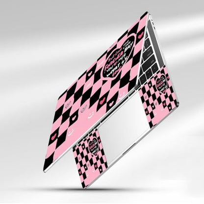 12.1-15.6 Inch Laptop Skin Decal, Universal Reusable Vinyl Laptop Cover Sticker, Waterproof Art Protector - Pink Black True Love - color: Pink Black True Love