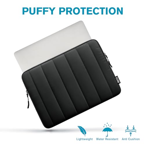 TECOOL Puffy Laptop Case 16 inch,Laptop Sleeve 16 inch for MacBook Pro 16 M5 M4 M3,16 Lenovo Thinkpad HP Acer Asus Dell Chromebook,Protective Waterproof 16 inch Sleeve Notebook with Small Case,Black | Puffy Laptop Bag 16 for MacBook Pro 16 M5-M1 2026.16 I