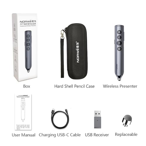 Bluetooth PowerPoint Presentation Clicker with Stylus Pen for Touch Screen | ①Red laser Pointer②Metal Housing③Magnifier/Highlight/Mouse Left Click④TV Screen & Projector Clicker⑤Built-in Storage Receiver - color: Red - BLE&USB-A + Touch Pen