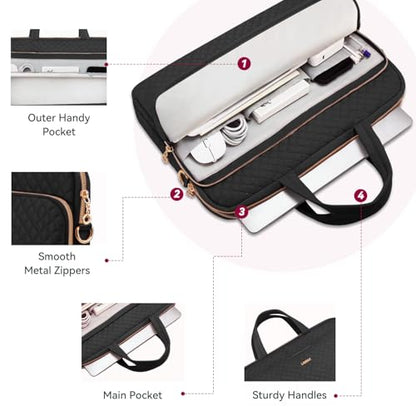 15.6 16 Inch Laptop Bag Case for Women Men Compatible with MacBook Pro M5/HP OmniBook Omen Envy/Dell Pro Inspiron/Lenovo Yoga IdealPad, Messenger Carrying Briefcase Computer Bag Case, Black - color: Black, size: 15.6 Inch