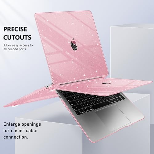 May Chen Compatible with MacBook Air 13 inch Case 2021 2020 2019 2018 Release Models: M1 A2337 A2179 A1932, Plastic Hard Shell Case for Mac Air 13 inch with Retina Fits Touch ID, Pink Glitter - color: Pink Glitter
