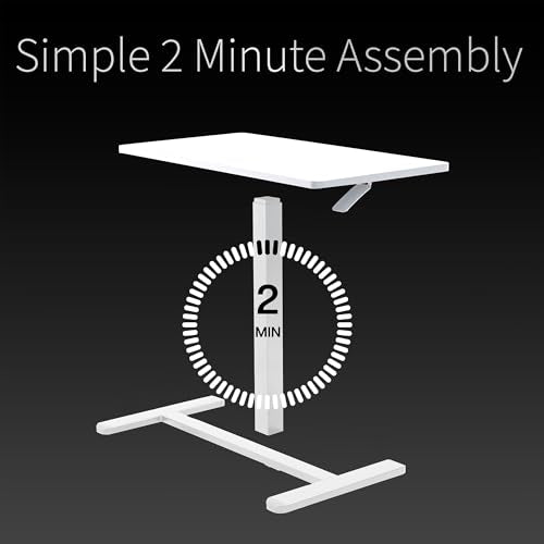 VIVO White Mobile 32 x 16 inch Over Couch Laptop Table, CART-V02L-W | Height Adjustable Bedside Desk for Recliner, Laptop Cart with Hidden Caster Wheels, Holds 17.6 lbs - color: White, size: 32 x 16 inch
