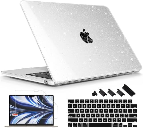 Case for MacBook Air 15 Inch 2026-2023 Release M5 A3448 M4 A3241 M3 A3114 M2 A2941, Hard Shell with Screen Protector & Keyboard Cover, Compatible with Touch ID, Sparkle Clear - color: Sparkle Clear
