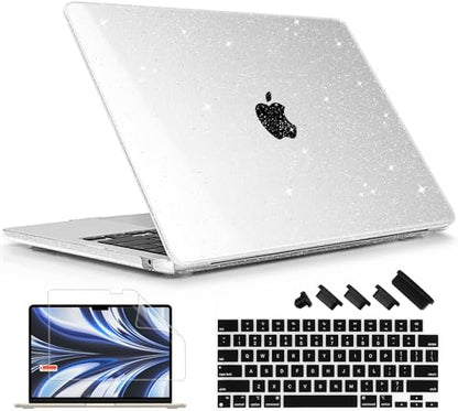Case for MacBook Air 15 Inch 2026-2023 Release M5 A3448 M4 A3241 M3 A3114 M2 A2941, Hard Shell with Screen Protector & Keyboard Cover, Compatible with Touch ID, Sparkle Clear - color: Sparkle Clear