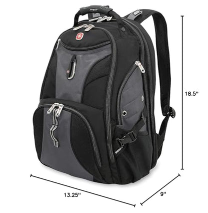 SWISSGEAR 1900 ScanSmart Laptop Backpack, Fits Most 17-Inch Laptops, TSA-Friendly Lay-Flat Design, RFID Protection, and Tablet Pocket, Black, 31L, 18.5-Inch - color: Black/Grey