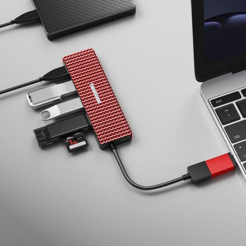 USB Splitter for Laptop, Laptop USB Port Expander, USB Hub Adapter for PC,MacBook Pro,Mac Air,Surface, Flash Drive, SSD,Gaming, Red - size: Red A+C to 4 USB