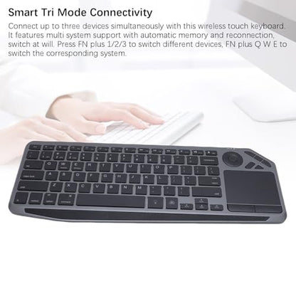 Tangxi Wireless Touch Keyboard with Touchpad, 7 Color Backlight Keyboard for TV PC Laptop Tablet, 2.4G Dual Mode, USB C Rapid Charging, 1000mAh Battery