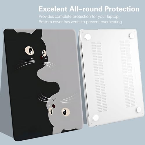 Case for MacBook Pro 13 Inch 2025, 2024, 2023, 2022-2016 M2 M1 A2338 A2289 A2251 A2159 A1989 A1706 A1708, Cute Plastic Hard Shell & Keyboard Cover, Two Cats - color: Two Cats