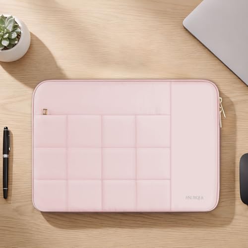 Laptop Case 13.3 inch,13-13.3 inch Puffy Laptop Sleeve Compatible with MacBook Neo/Air 13 13.6/Pro 13/Pro 14,HP Dell ASUS Acer Lenovo,Twelve Square Quilted Computer Bag with 2 Pockets,Pink - color: Pink, size: 13.3 inch