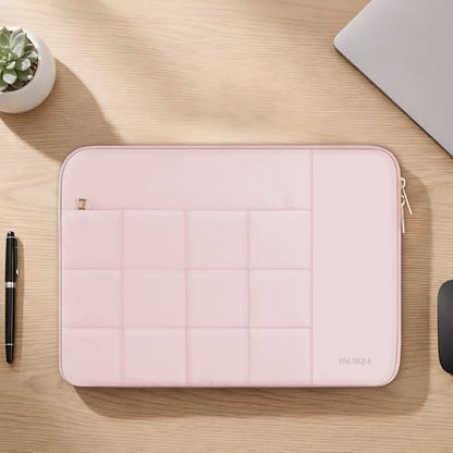 Laptop Case 13.3 inch,13-13.3 inch Puffy Laptop Sleeve Compatible with MacBook Neo/Air 13 13.6/Pro 13/Pro 14,HP Dell ASUS Acer Lenovo,Twelve Square Quilted Computer Bag with 2 Pockets,Pink - color: Pink, size: 13.3 inch