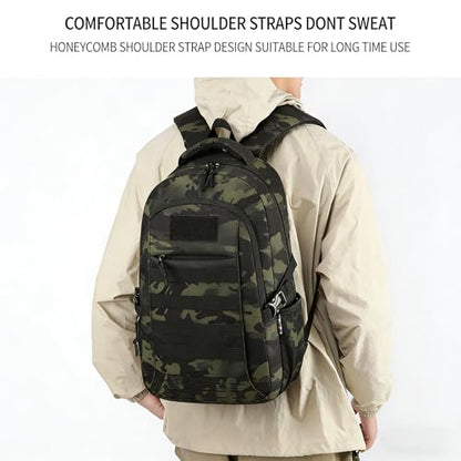 18'' Dark Camo School Backpack for Teens, 35L Water Resistant Bookbag with Luggage Strap, Large Capacity Daypack for School Daily Travel, Dark Camouflage - color: Camo Backpack Single Pack-3