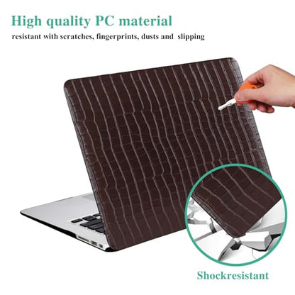Crocodile Logo Cutout Case for MacBook Air 15 inch 2026-2023 M5 M4 M3 M2 | Model A3448 A3241 A3114 A2941 Crocodile Alligator Skin Luxury Texture Leather Hard Shell Mac Air 15 Case+Keyboard Cover,Brown - color: # Crocodile Skin Brown