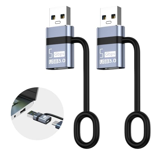 USB C to USB 3.0 Adapter, 2 Packs, USB Male to Type-C 3.0 Female Converter, Supports Fast Charging and Data Transfer. - color: gunmetal gray-AtoC