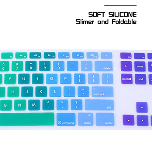 HRH Rainbow Silicone Keyboard Skin Cover for iMac Wired USB Full Size Keyboard with Numeric Keypad A1243(G6 MB110LL/B and MB110LL/A) - color: Dazzle Rainbow