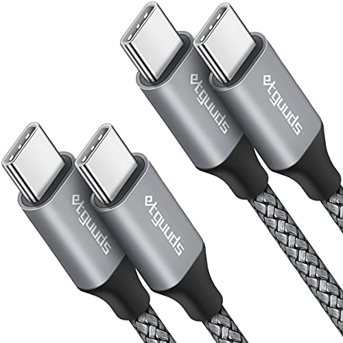 etguuds USB C to USB C Cable 3ft, 2-Pack 60W USBC to USBC Cord, Type C to C Charger Cable Fast Charging for iPhone 17 16 15 Pro Max Plus Air, Samsung Galaxy S25 S24 S23, for MacBook/iPad, Pixel - color: Gray, size: 3ft