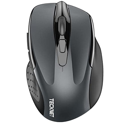 TECKNET Wireless Mouse (2.4G & BT5.0/3.0) Silent 4800 DPI Computer USB A & Bluetooth Mouse 6 Buttons, Wide Compatibility - Grey - color: Grey