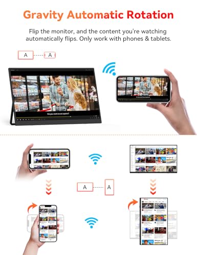 16" 2.5K Wireless Portable Monitor Battery-Powered, Support AirPlay Miracast, 2560×1600P IPS USB-C HDMI External Monitor, 2nd Screen for Laptop MacBook PC Phone Tablet, w/Built-in Battery(4- 5H) - size: 16-inch