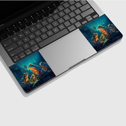 Universal Laptop Skin Sticker with 2 Wrist Pad Skins, Waterproof Scratch Resistant Vinyl Laptop Cover Decal, Cut to Fit for 11–15.6 Inch MacBook HP Dell Lenovo, Fantasy Green Frog - color: Fantasy Green Frog
