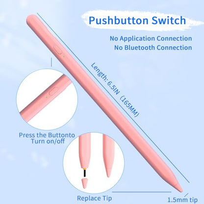 Stylus Pens for Touch Screens, Universal Fine Point iPad Pencil with Magnetic Adsorption Compatible with iPhone/iPad/Samsung/Android/Tablet & Other Touch Screens (Light Pink) - color: light pink