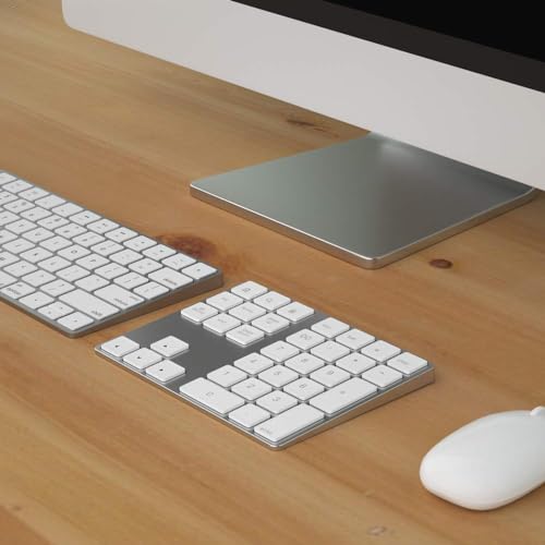 JOYEKY Bluetooth Number Pad, Wireless Numeric Keypad, USB-C Rechargeable External 34-Keys Numpad, Financial Data Entry Keyboard for iMac, MacBook Air/Pro, PC Desktop, Laptop Notebook(Silver) - color: A-White